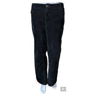 Lands' End Womens 16P Corduroy Black Pants Petite Straight Leg Casual 5 Pocket
